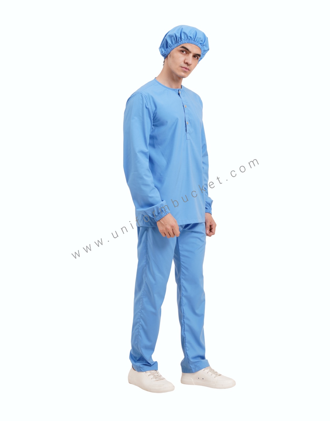 FOOD INDUSTRY COMFORTABLE  SKY BLUE SHIRT WITH ADJUSTABLE ROUND CAP thumbnail 3